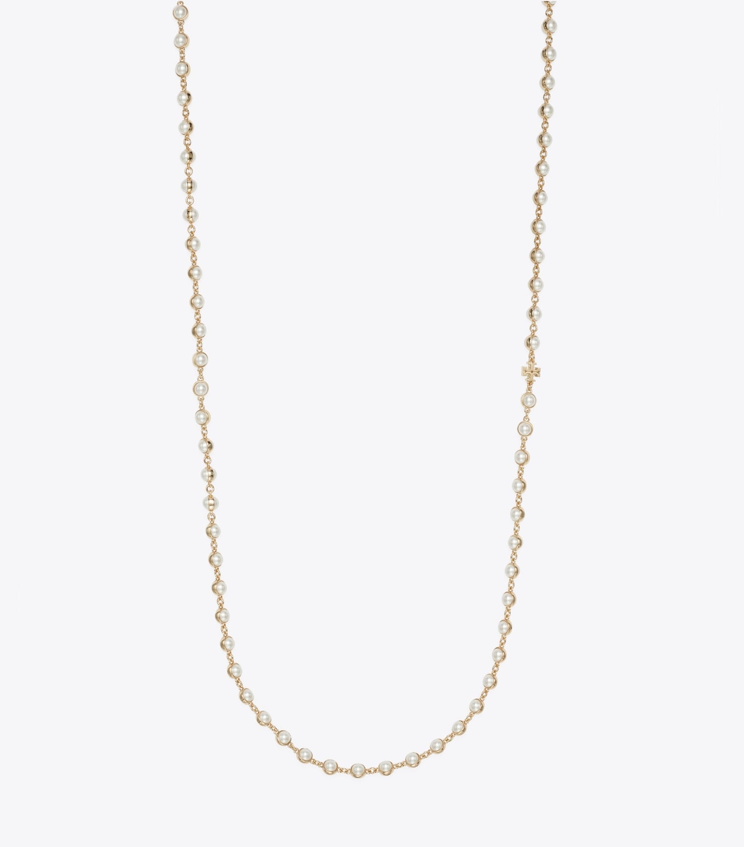Tory Burch Long Pearl Necklace - Light Brass / Pearl