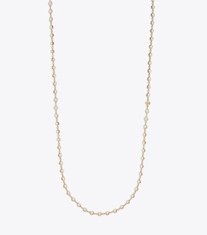 Tory Burch Long Pearl Necklace - Light Brass / Pearl