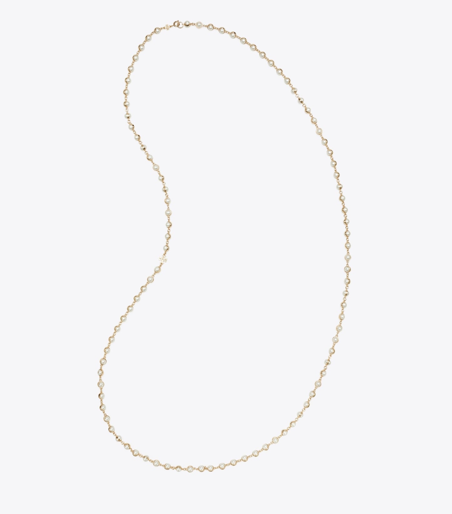 Tory Burch Long Pearl Necklace - Light Brass / Pearl
