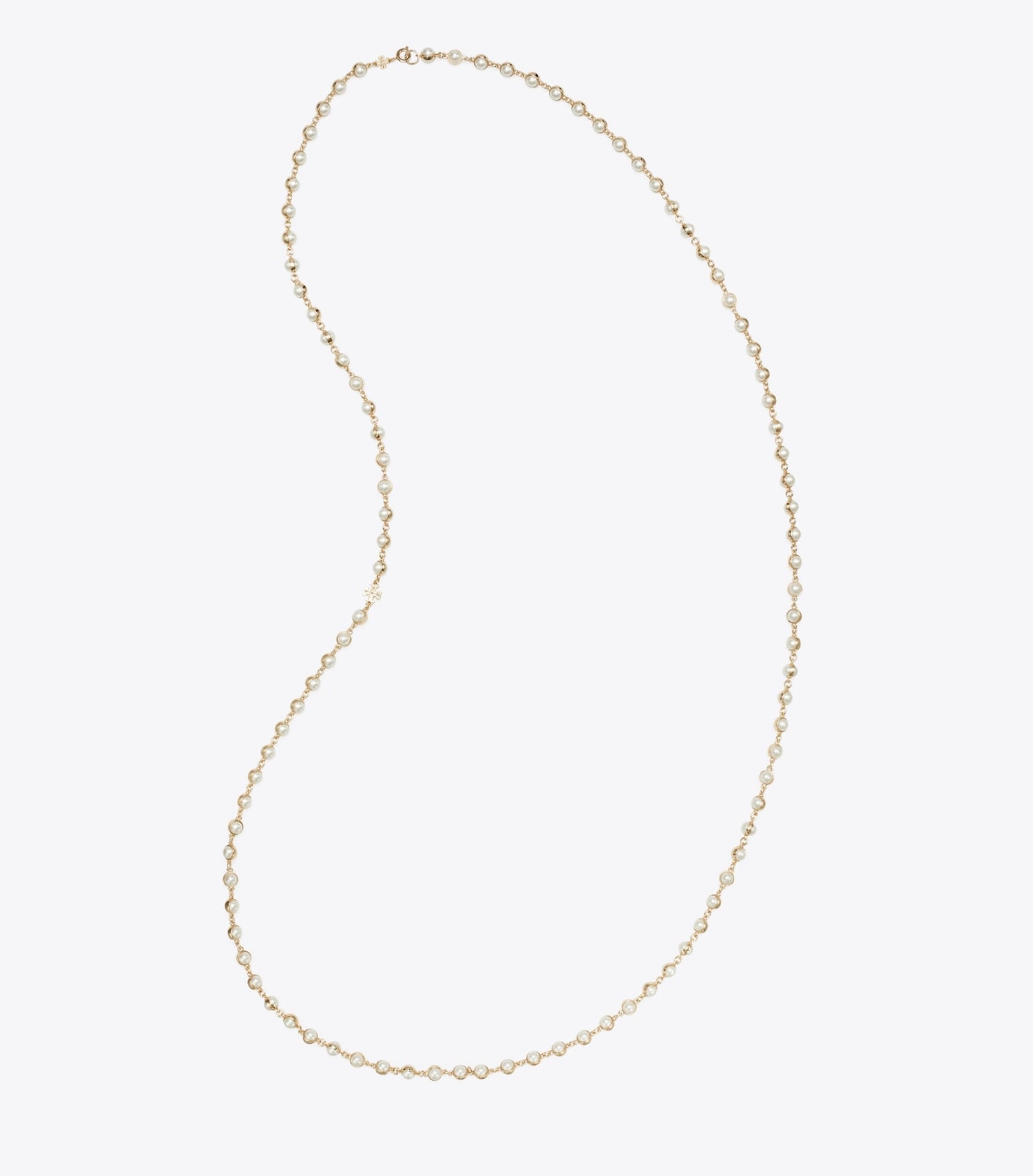 Tory Burch Long Pearl Necklace - Light Brass / Pearl