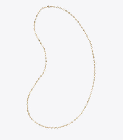 Tory Burch Long Pearl Necklace - Light Brass / Pearl