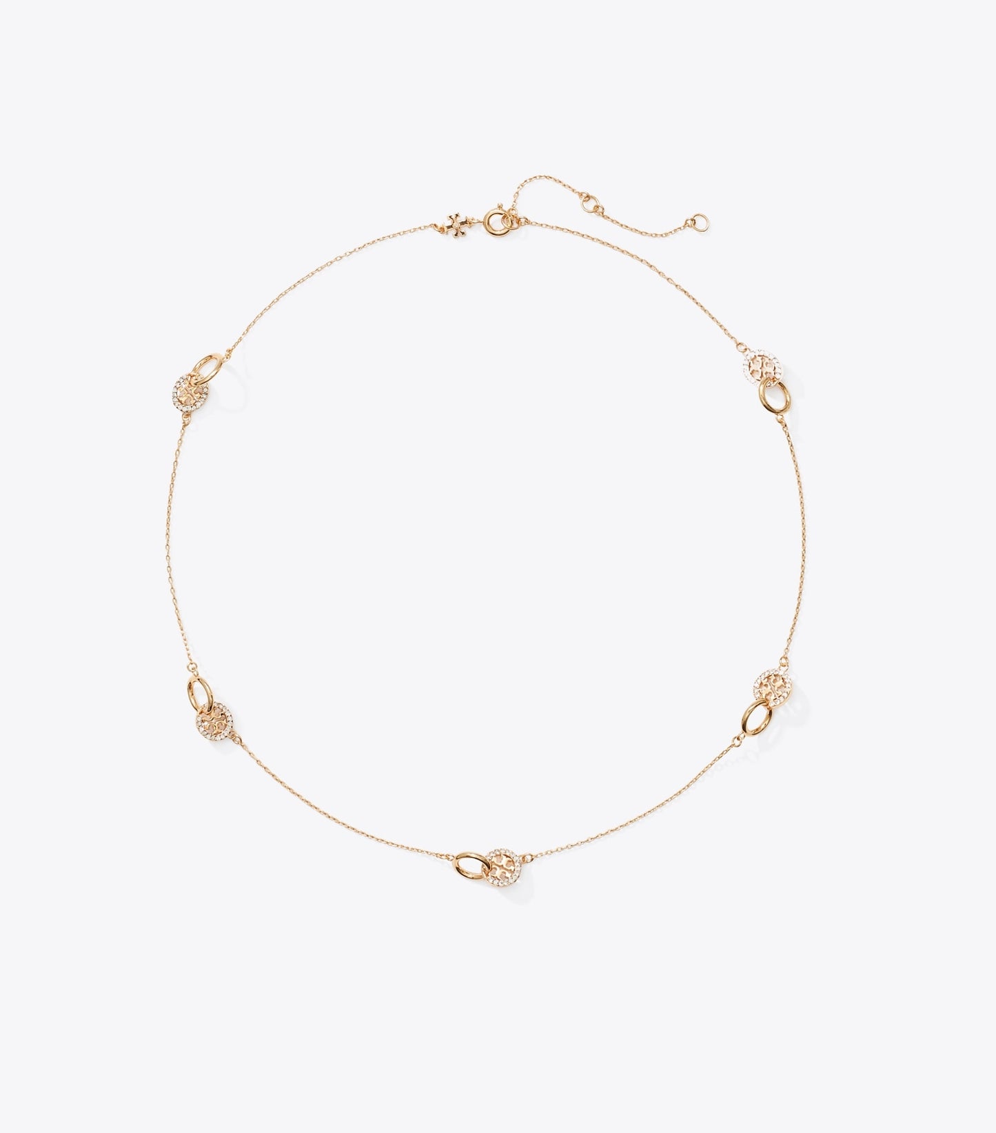Tory Burch Icon Pavé Interlocking Necklace - Tory Gold / Crystal