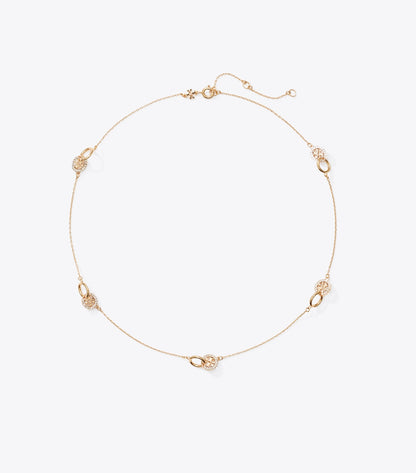 Tory Burch Icon Pavé Interlocking Necklace - Tory Gold / Crystal