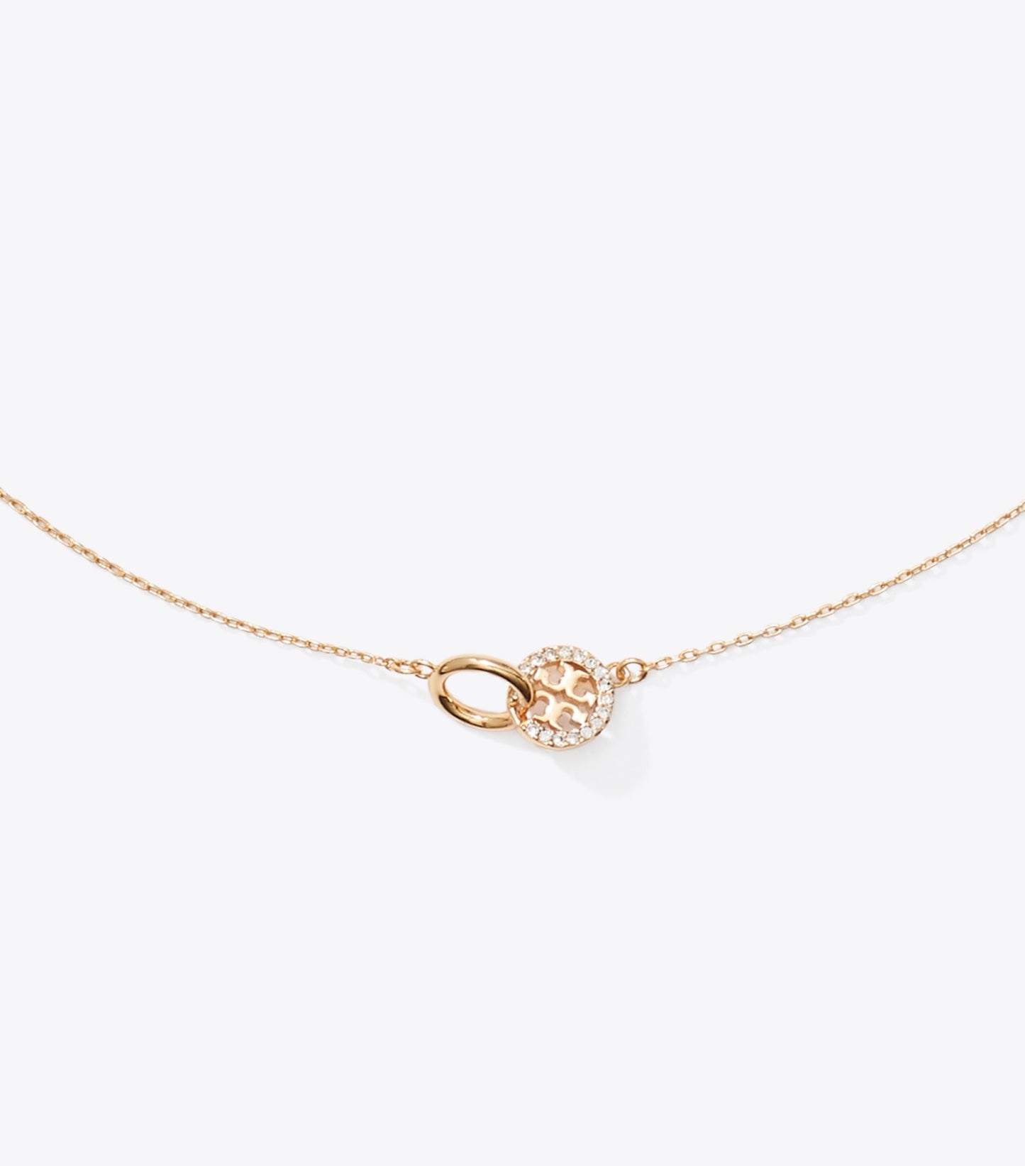 Tory Burch Icon Pavé Interlocking Necklace - Tory Gold / Crystal