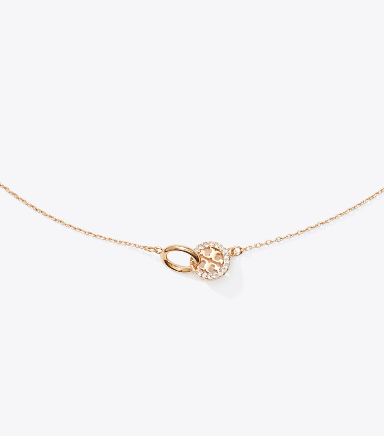 Tory Burch Icon Pavé Interlocking Necklace - Tory Gold / Crystal
