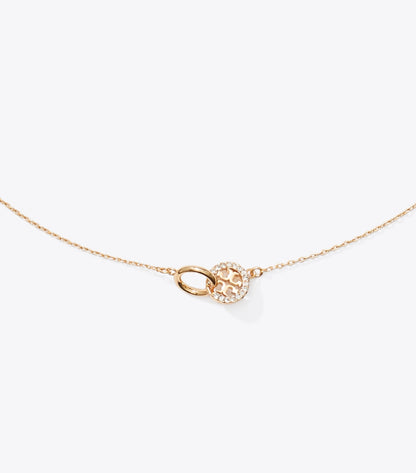 Tory Burch Icon Pavé Interlocking Necklace - Tory Gold / Crystal