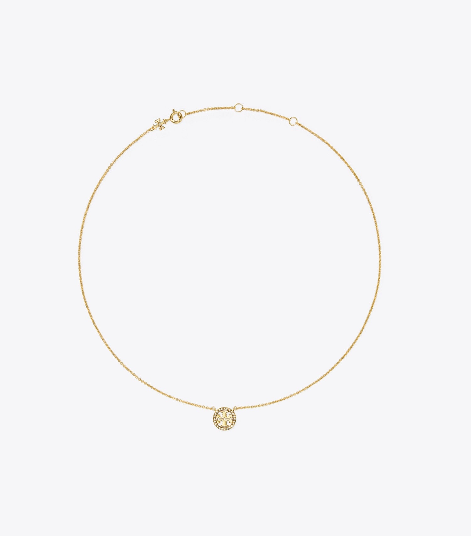 Tory Burch Icon Pavé Pendant Necklace - Tory Gold/Crystal