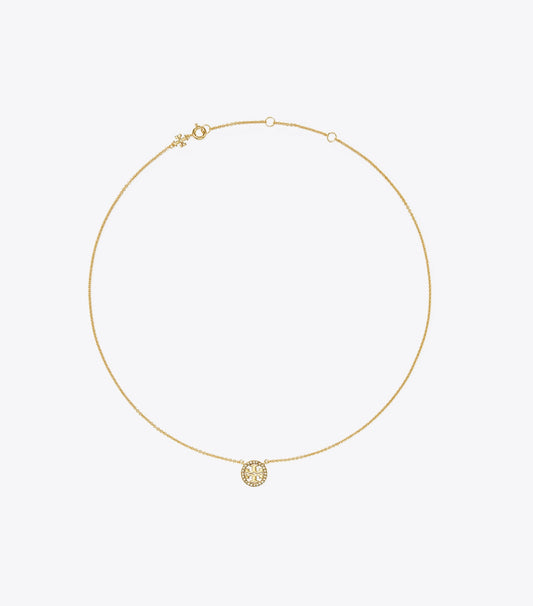 Tory Burch Icon Pavé Pendant Necklace - Tory Gold/Crystal