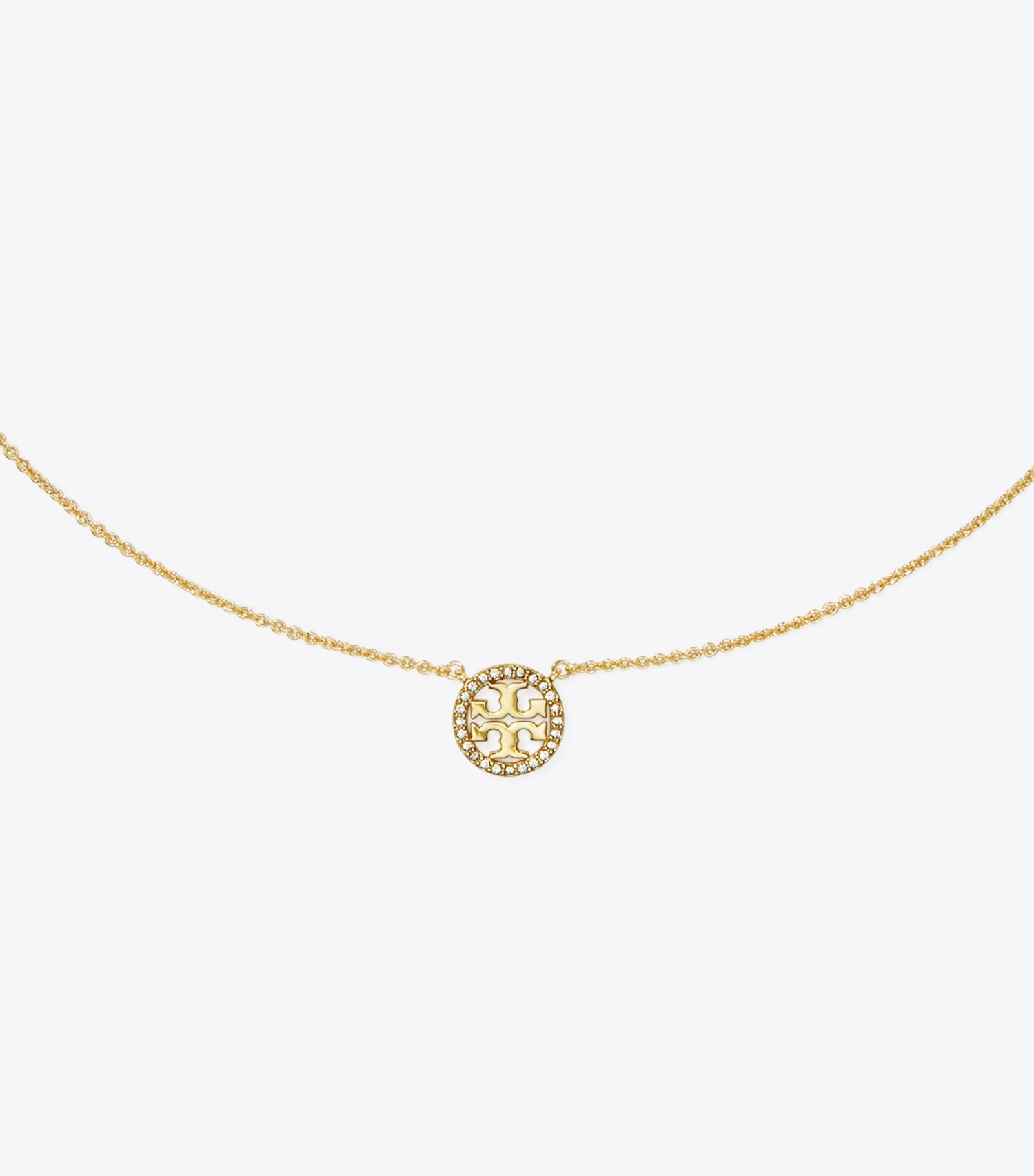 Tory Burch Icon Pavé Pendant Necklace - Tory Gold/Crystal