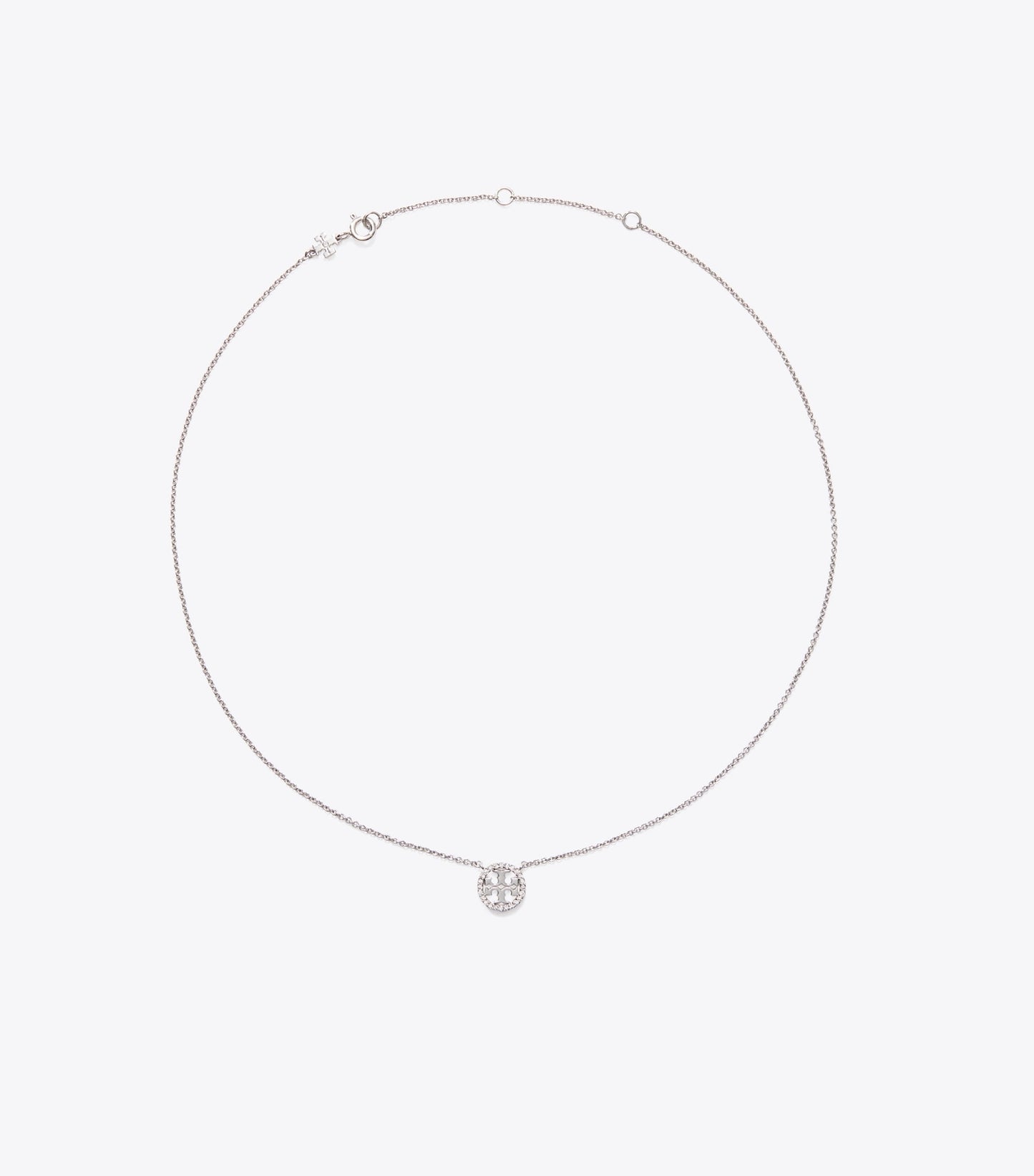 Tory Burch Icon Pavé Pendant Necklace - Tory Silver/Crystal