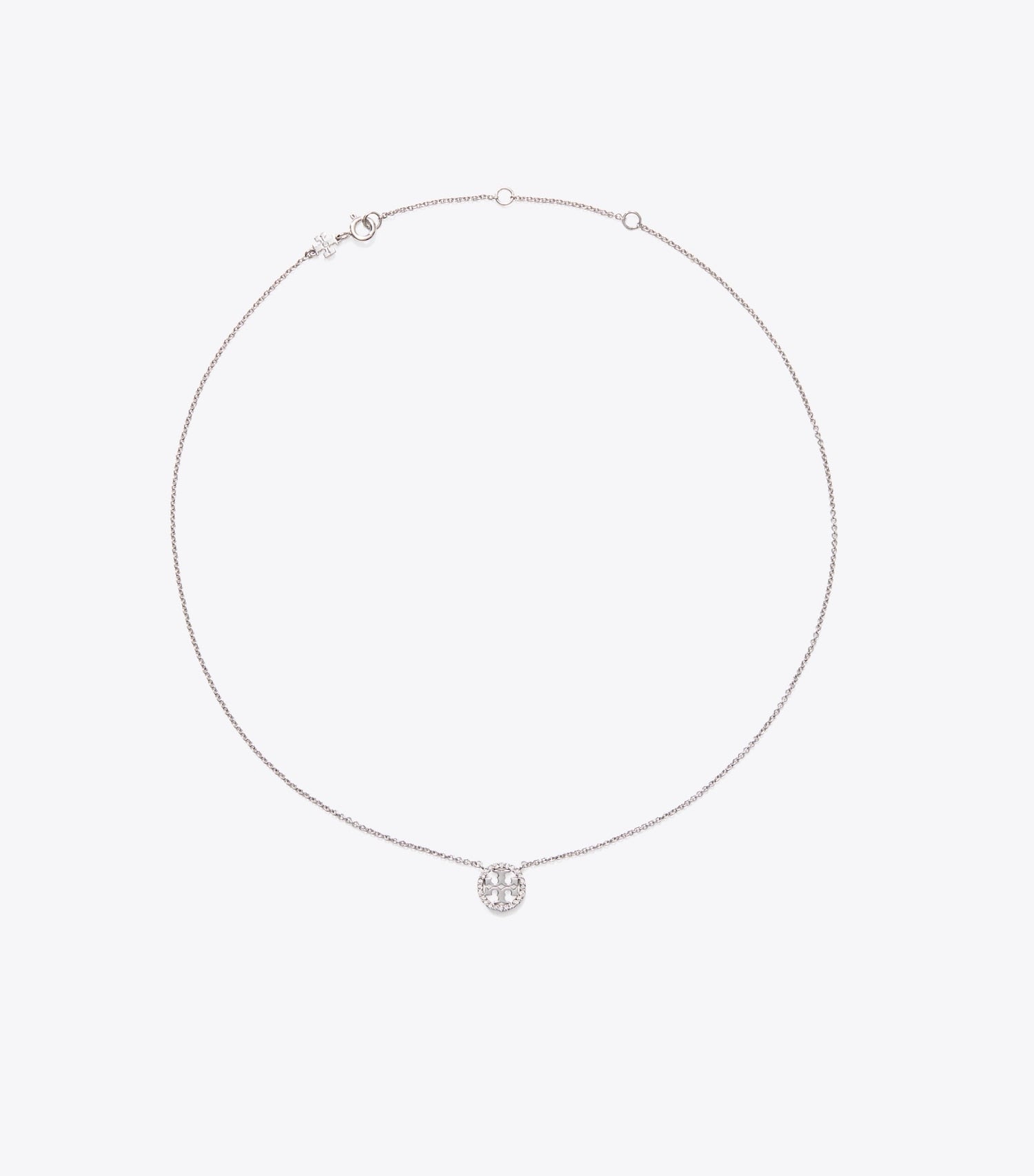 Tory Burch Icon Pavé Pendant Necklace - Tory Silver/Crystal