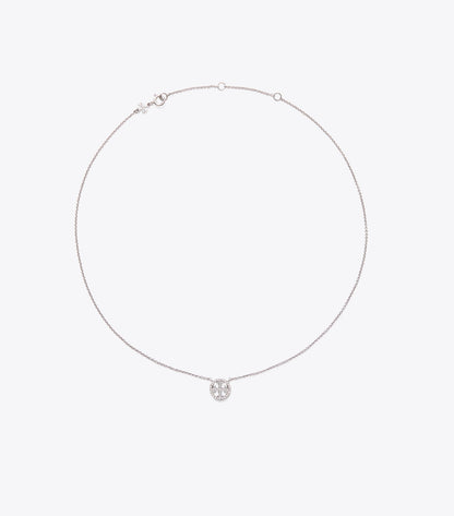 Tory Burch Icon Pavé Pendant Necklace - Tory Silver/Crystal