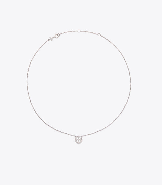 Tory Burch Icon Pavé Pendant Necklace - Tory Silver/Crystal