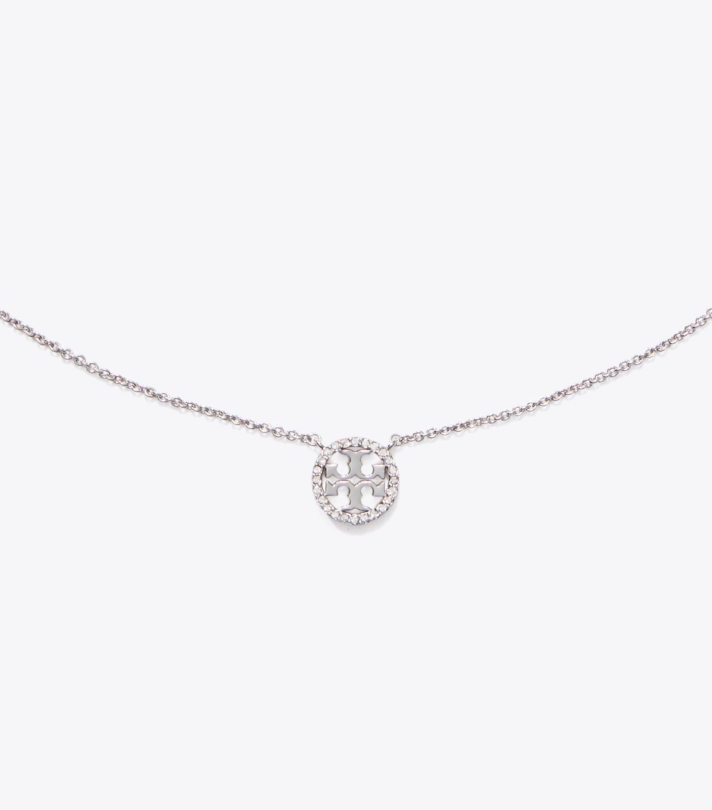 Tory Burch Icon Pavé Pendant Necklace - Tory Silver/Crystal