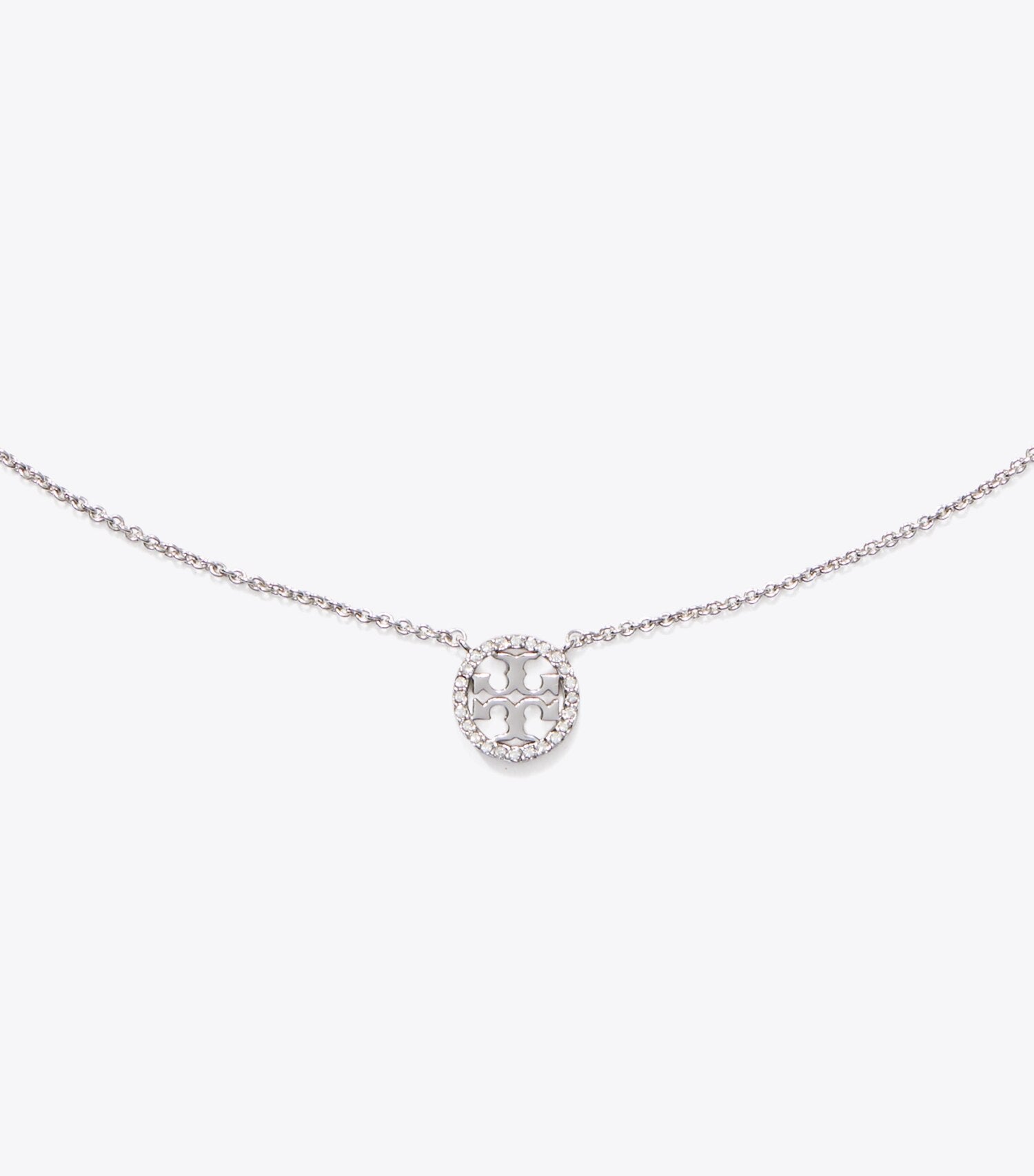 Tory Burch Icon Pavé Pendant Necklace - Tory Silver/Crystal