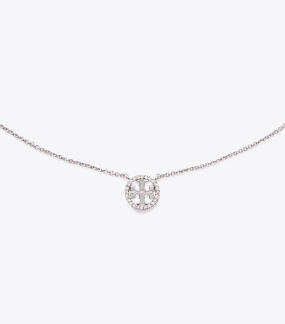 Tory Burch Icon Pavé Pendant Necklace - Tory Silver/Crystal