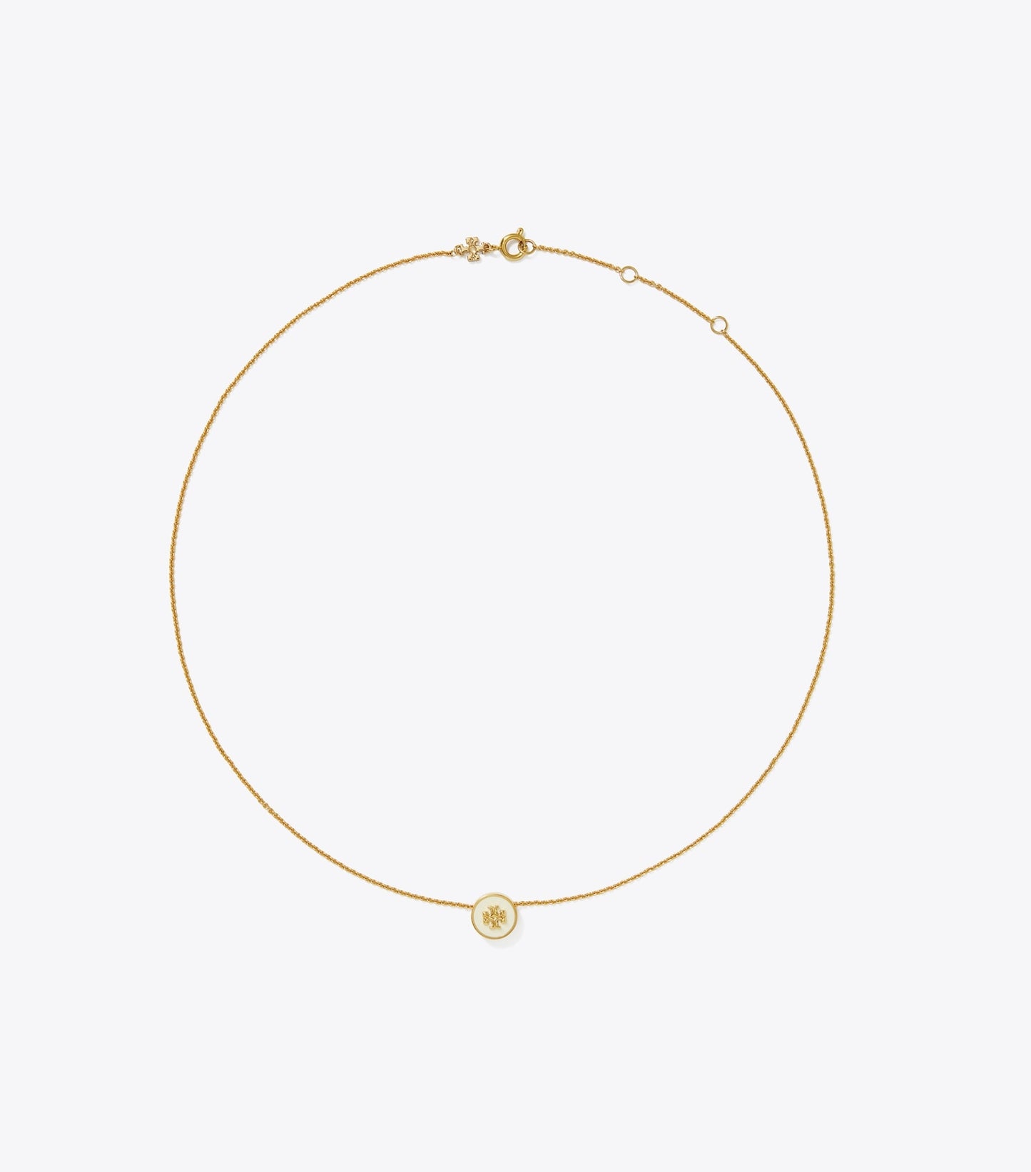 Tory Burch Icon Enamel Pendant Necklace - Tory Gold / New Ivory