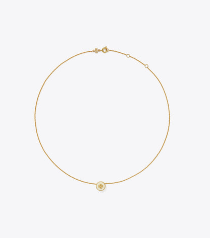 Tory Burch Icon Enamel Pendant Necklace - Tory Gold / New Ivory
