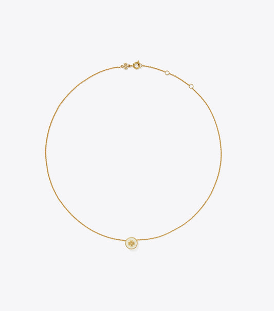 Tory Burch Icon Enamel Pendant Necklace - Tory Gold / New Ivory