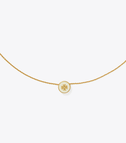 Tory Burch Icon Enamel Pendant Necklace - Tory Gold / New Ivory