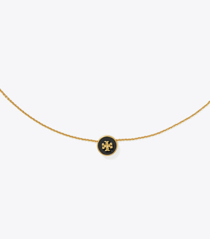 Tory Burch Icon Enamel Pendant Necklace - Tory Gold / Black