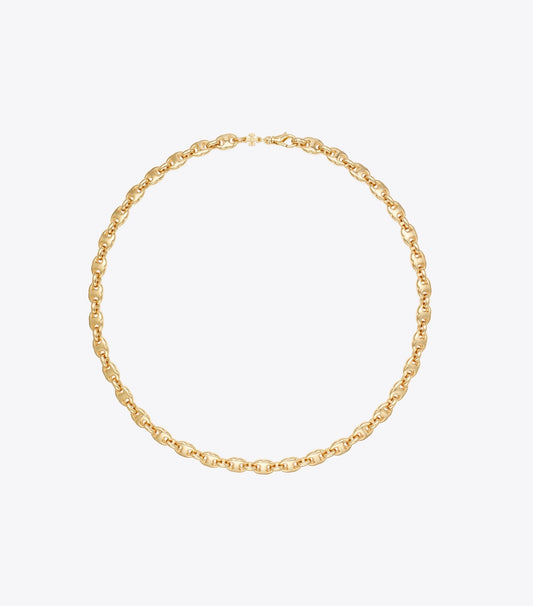 Tory Burch Gemini Link Delicate Necklace - Light Brass