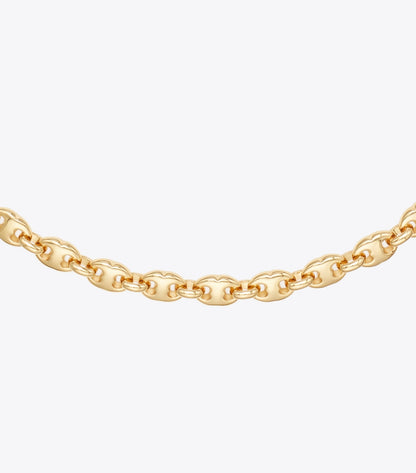 Tory Burch Gemini Link Delicate Necklace - Light Brass