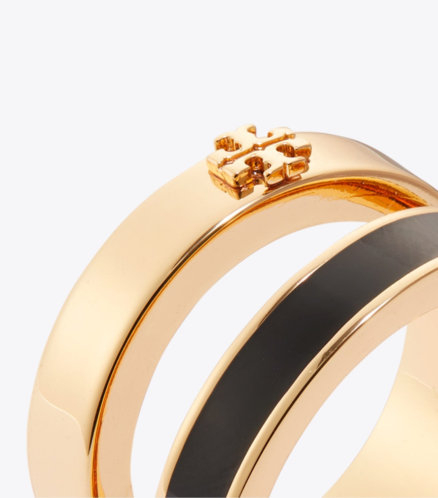 Tory Burch Icon Enamel Double Ring - Tory Gold / Black
