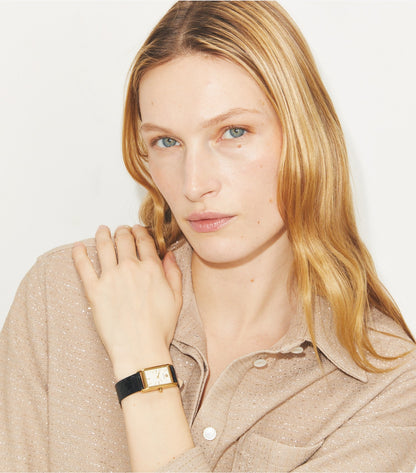 Tory Burch Slim Eleanor Watch - Ivory/Gold/Black