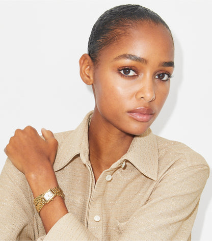 Tory Burch Mini Eleanor Double Wrap Watch - Ivory/Gold