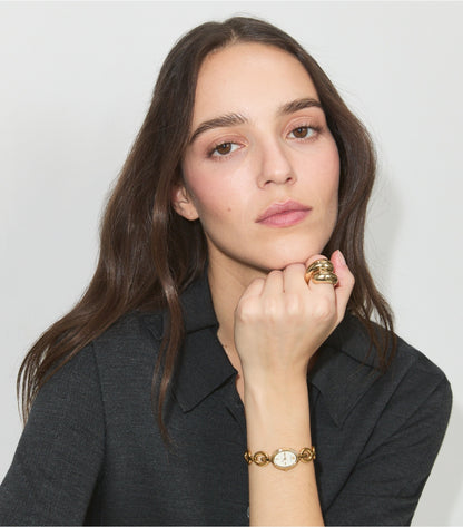 Tory Burch Small Oval Watch Gift Set - Ivory/Gold/Black