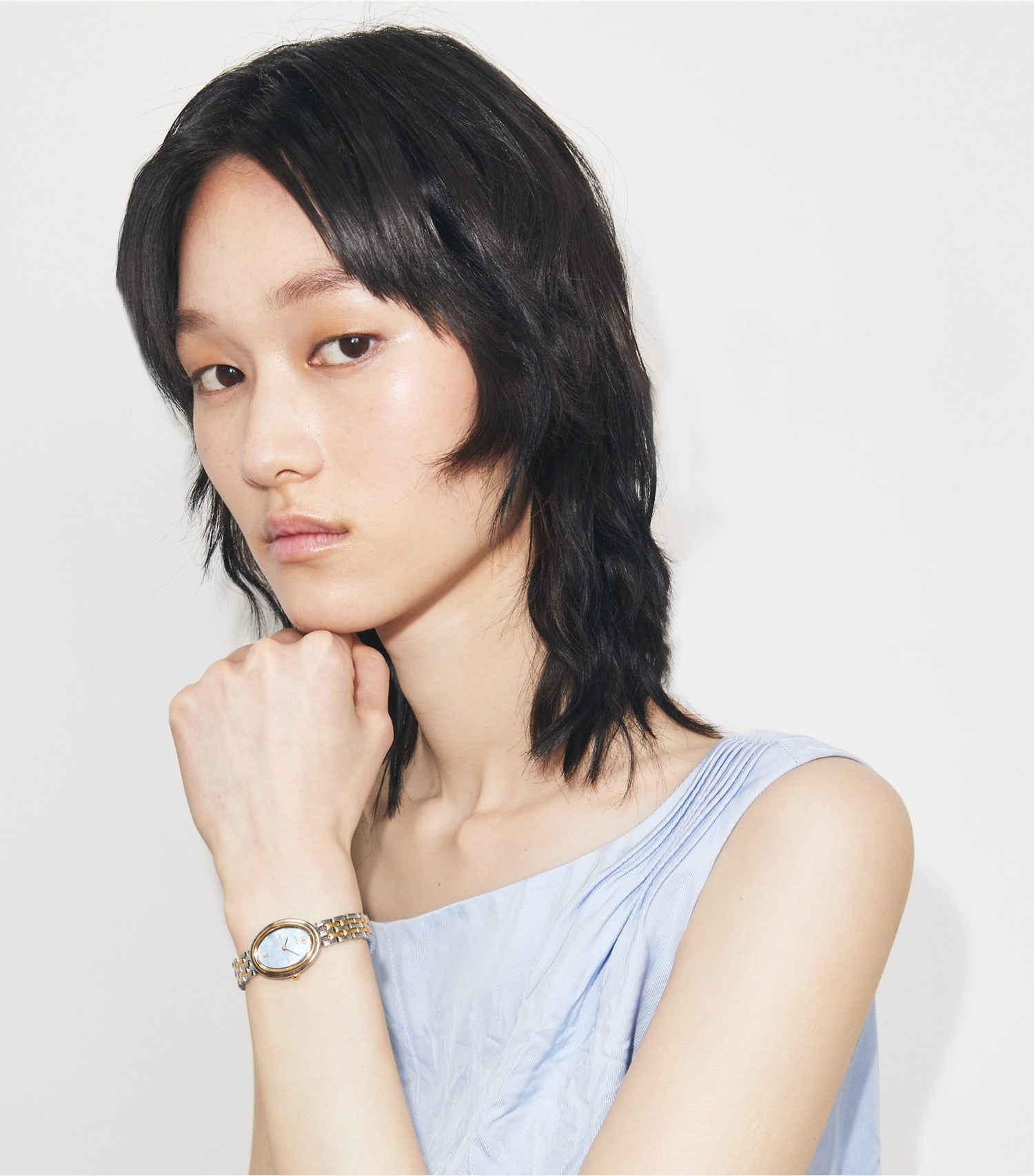 Tory Burch Oval Watch - Light Blue Mop/Gold/Two-Tone
