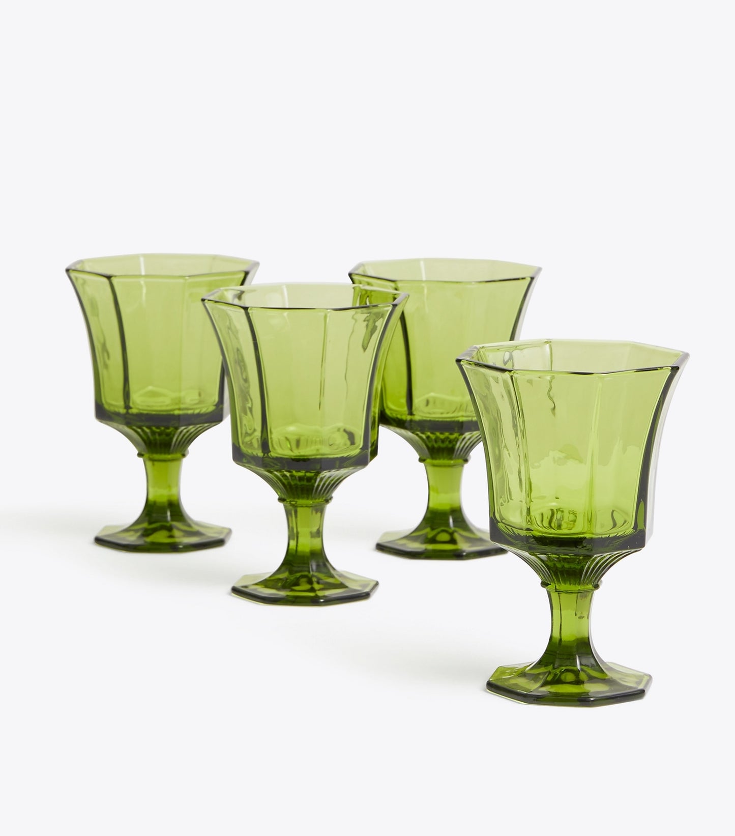 Tory Burch Pressed-Glass Water Glass, Set of 4 - Green