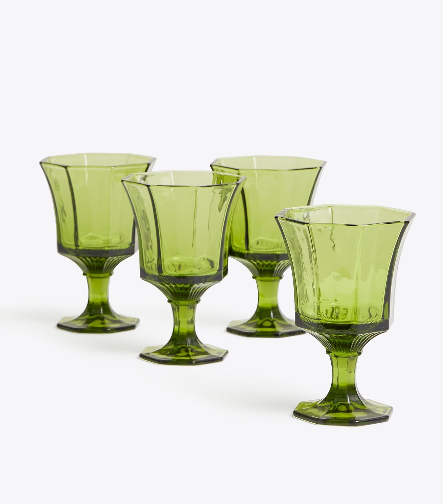 Tory Burch Pressed-Glass Water Glass, Set of 4 - Green