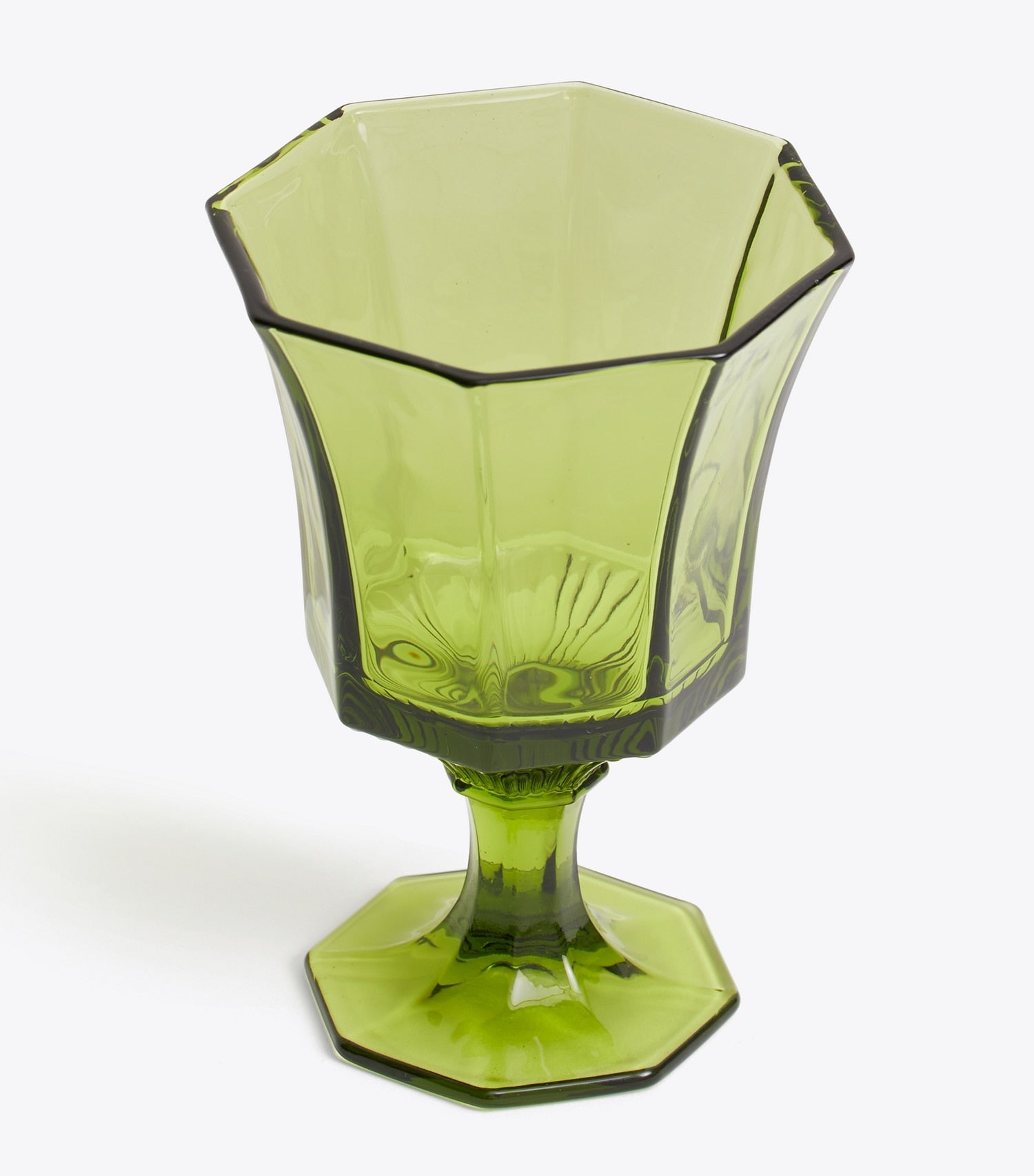 Tory Burch Pressed-Glass Water Glass, Set of 4 - Green