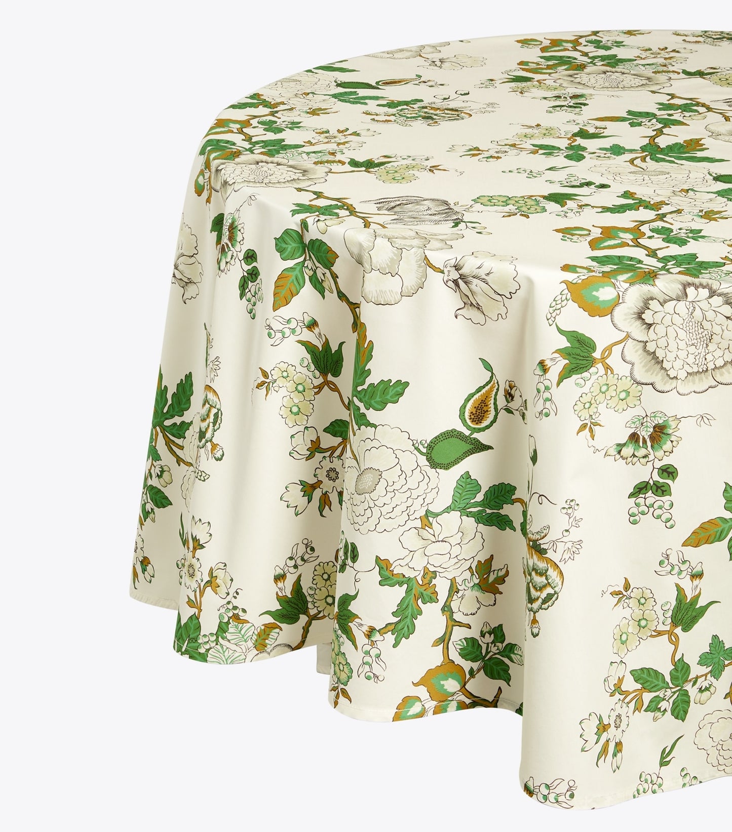 Tory Burch Happy Times Bouquet Round Tablecloth, 108" - Moss Green