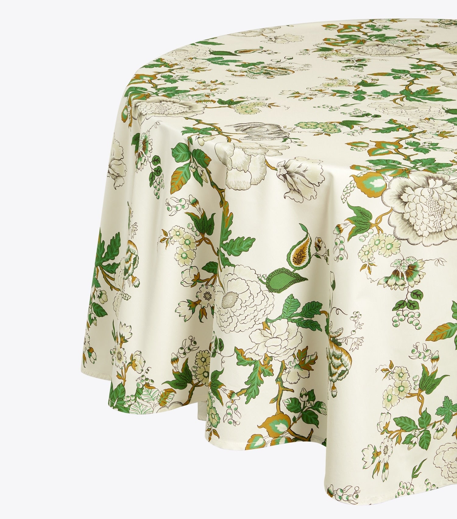 Tory Burch Happy Times Bouquet Round Tablecloth, 108" - Moss Green