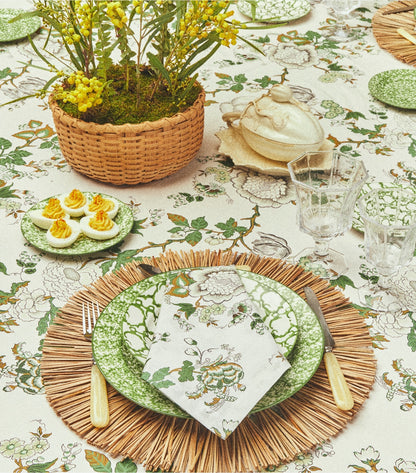 Tory Burch Happy Times Bouquet Round Tablecloth, 108" - Moss Green