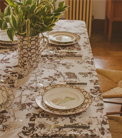 Tory Burch HAPPY TIMES BOUQUET OBLONG TABLECLOTH, 70" X 126" - Brown