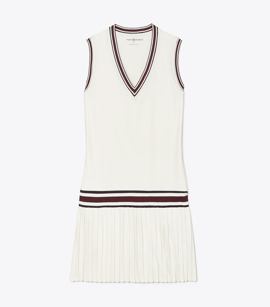 Tory Burch Performance Jersey V-Neck Tennis Dress - Snow White