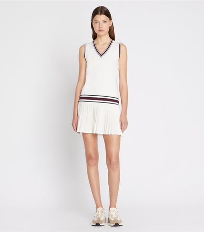 Tory Burch Performance Jersey V-Neck Tennis Dress - Snow White