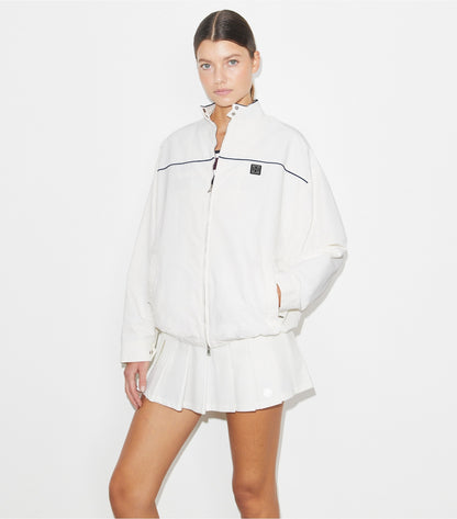 Tory Burch Oversized Nylon Tennis Jacket - Snow White