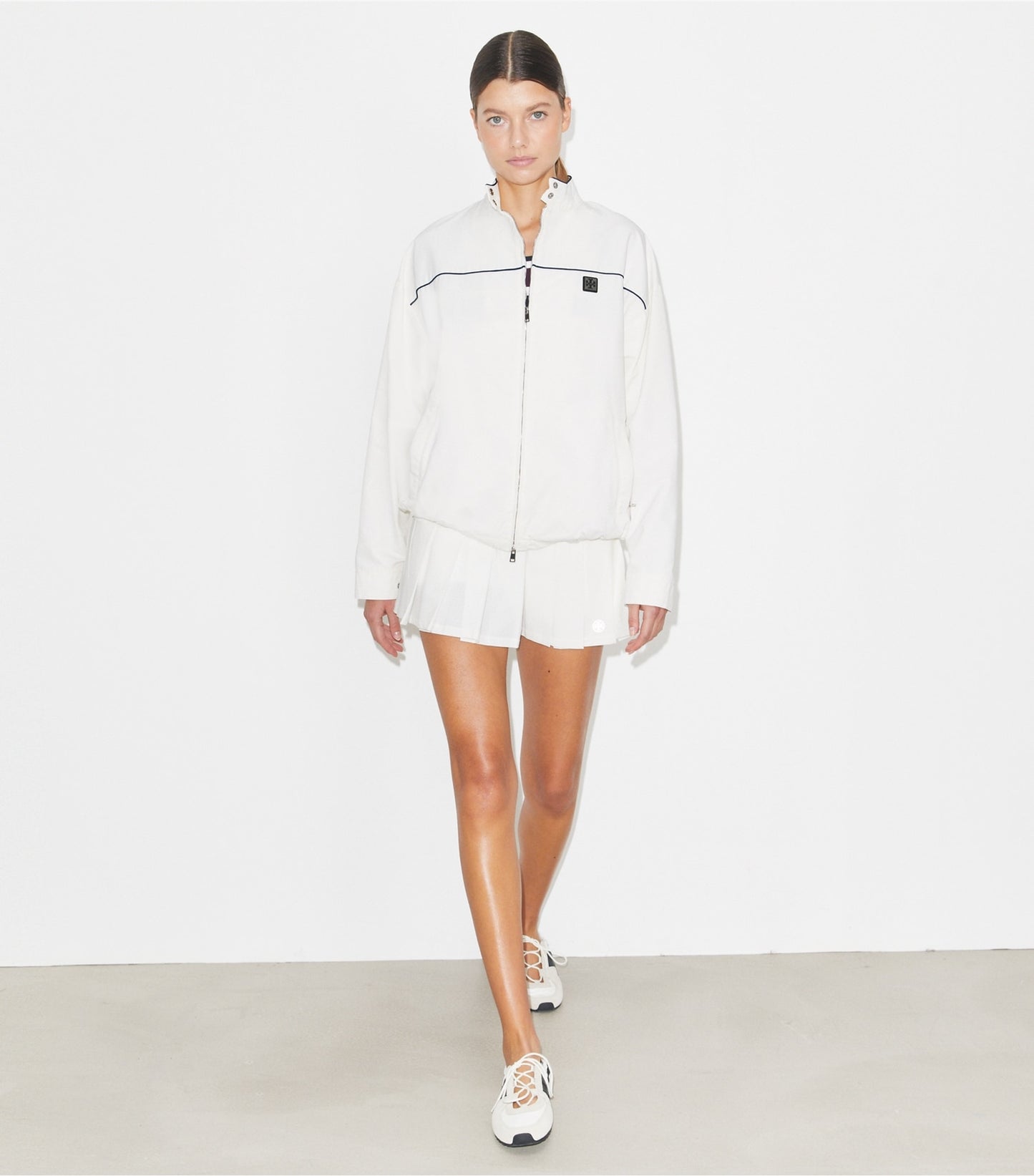 Tory Burch Oversized Nylon Tennis Jacket - Snow White