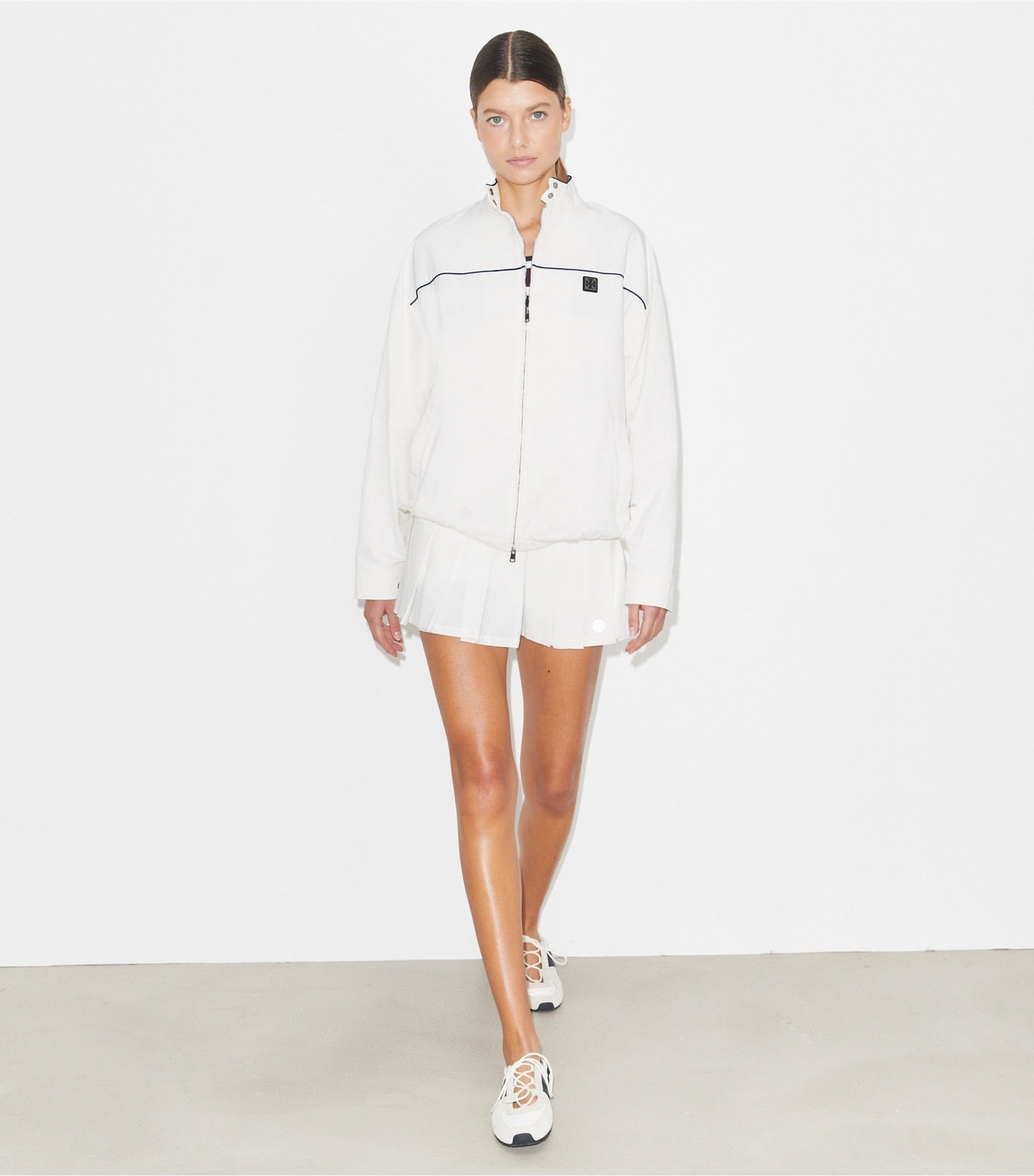 Tory Burch Oversized Nylon Tennis Jacket - Snow White