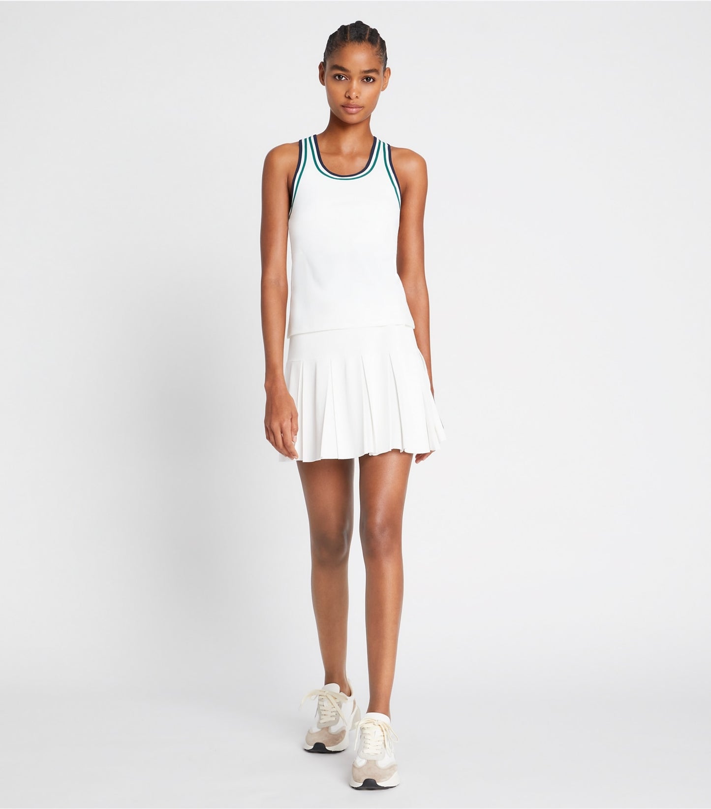 Tory Burch Performance Jersey Racerback Tennis Tank - Snow White / Evergreen
