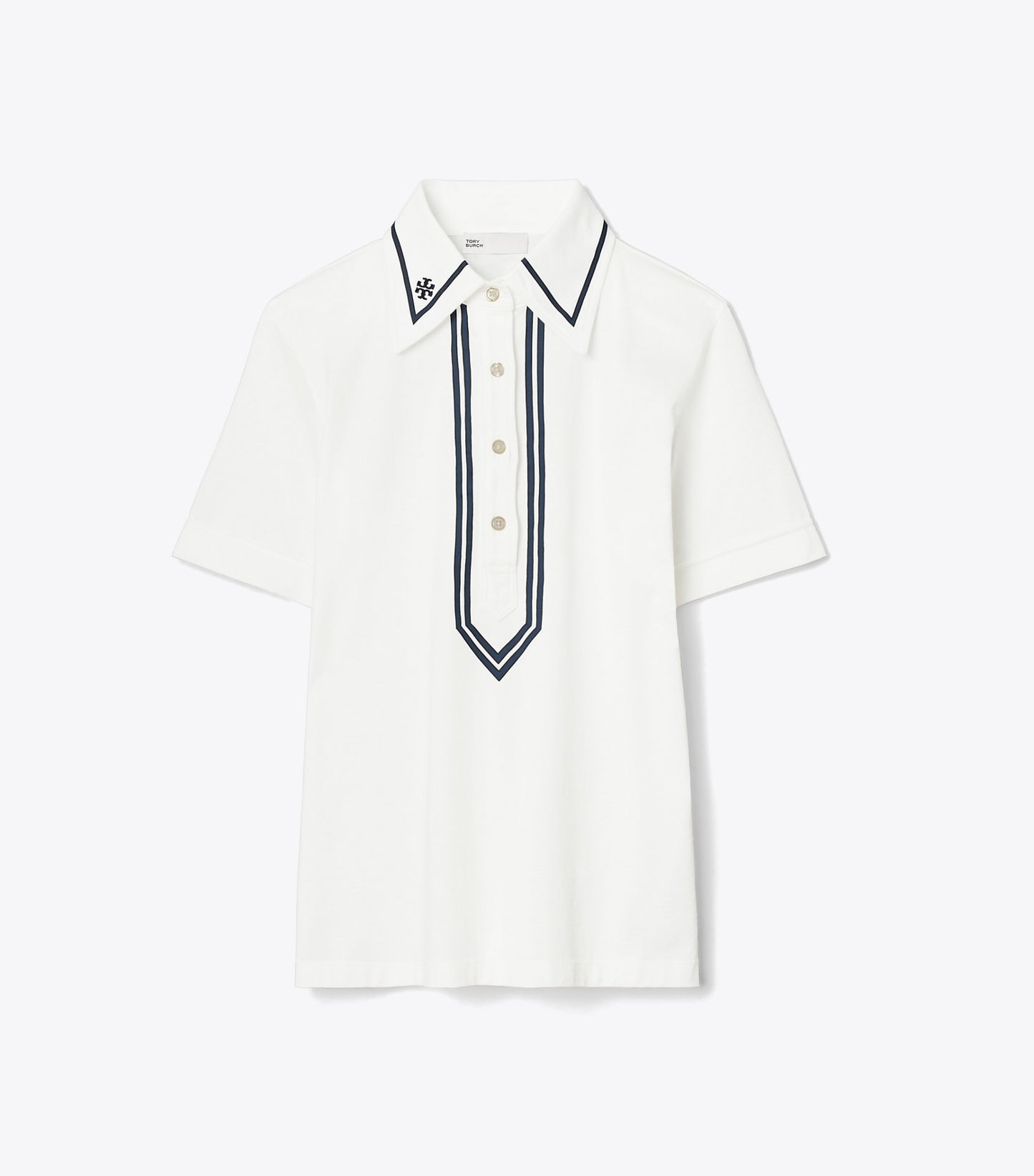 Tory Burch Mercerized Cotton Retro Polo - Snow White