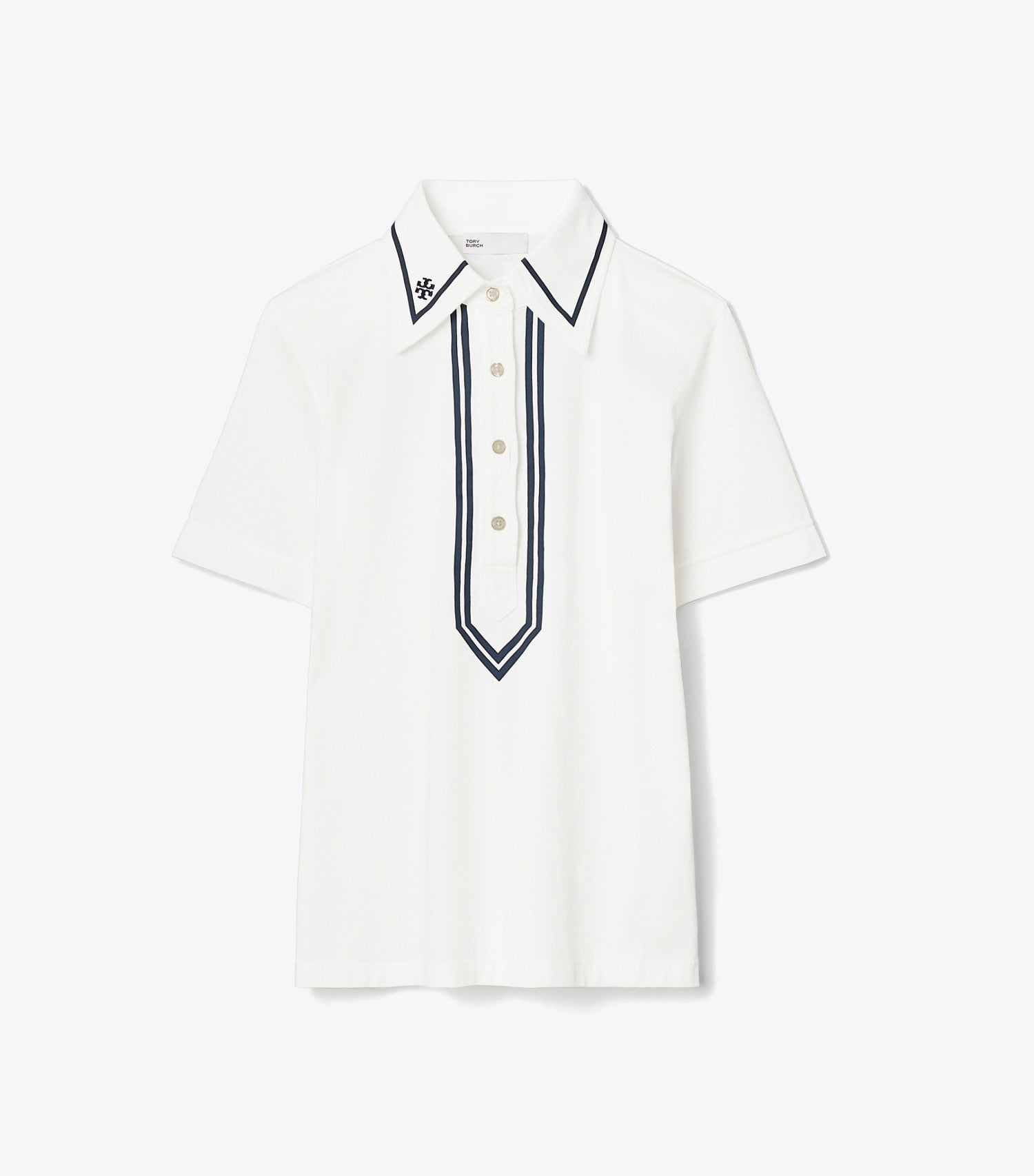 Tory Burch Mercerized Cotton Retro Polo - Snow White