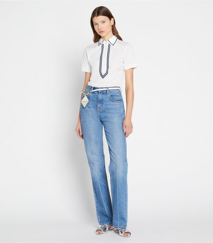 Tory Burch Mercerized Cotton Retro Polo - Snow White