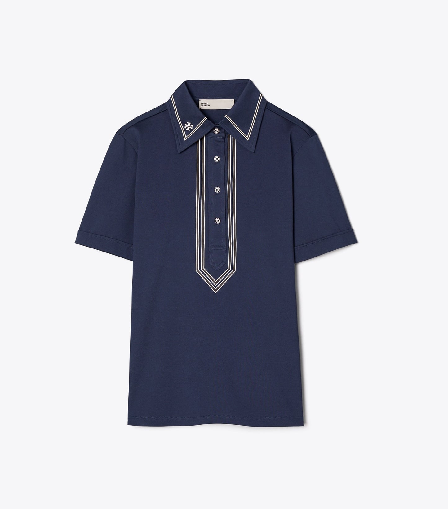 Tory Burch Mercerized Cotton Retro Polo - Tory Navy