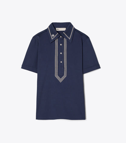 Tory Burch Mercerized Cotton Retro Polo - Tory Navy
